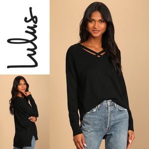 NWT LULUS Simply Amazing Black Sweater Top